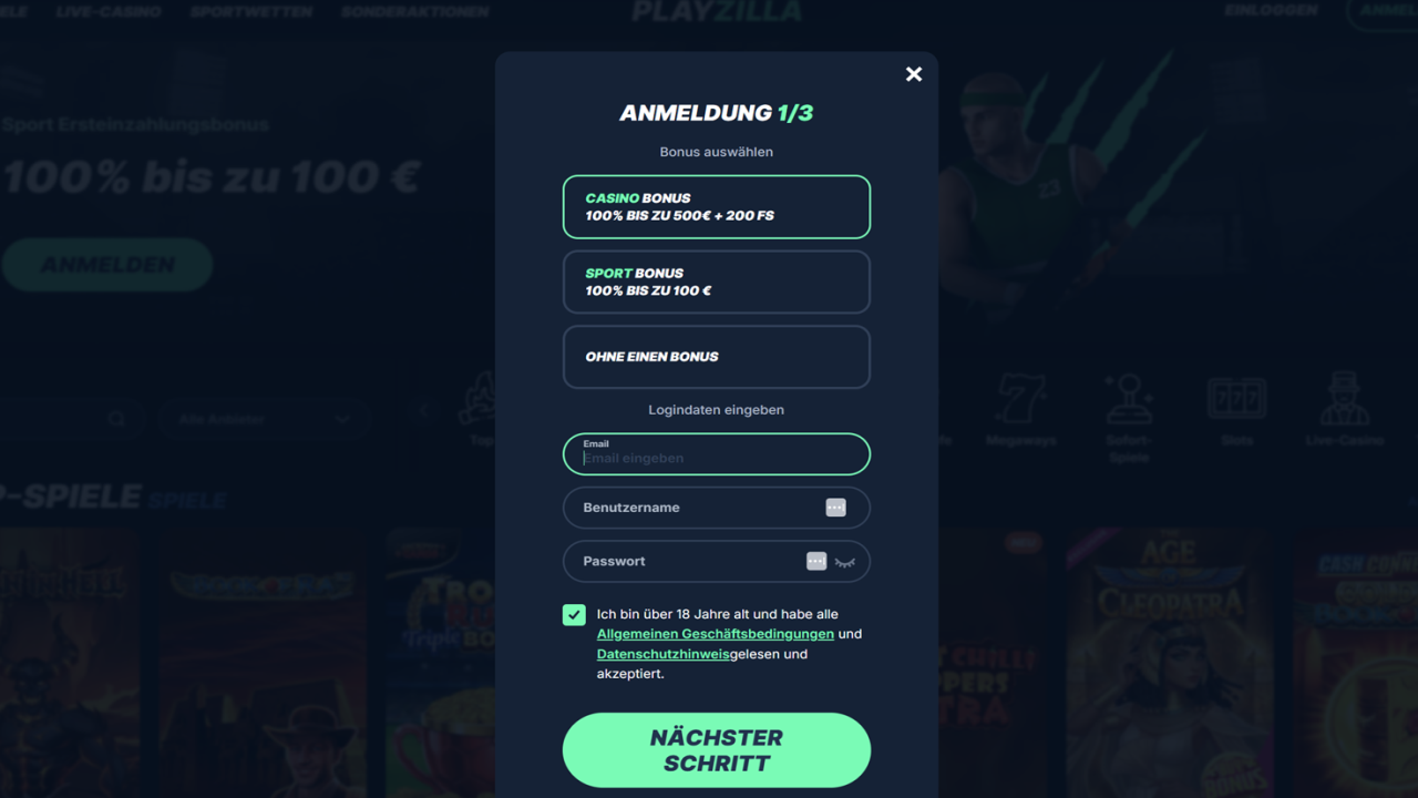 Playzilla casino registration